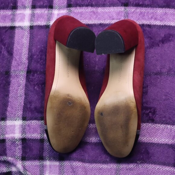 COLORBLOCK HEELS 7.5 Tommy Hilfiger Chunky Red Black Fall Classic Leather Retro - Picture 6 of 9